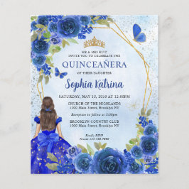 Lámina Foto de la princesa Quinceañera floral azul de la 