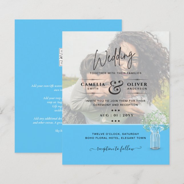 Lámina FOTO DE LeahG SOBRELAY Gypsophila Wedding Invitado (Anverso / Reverso)