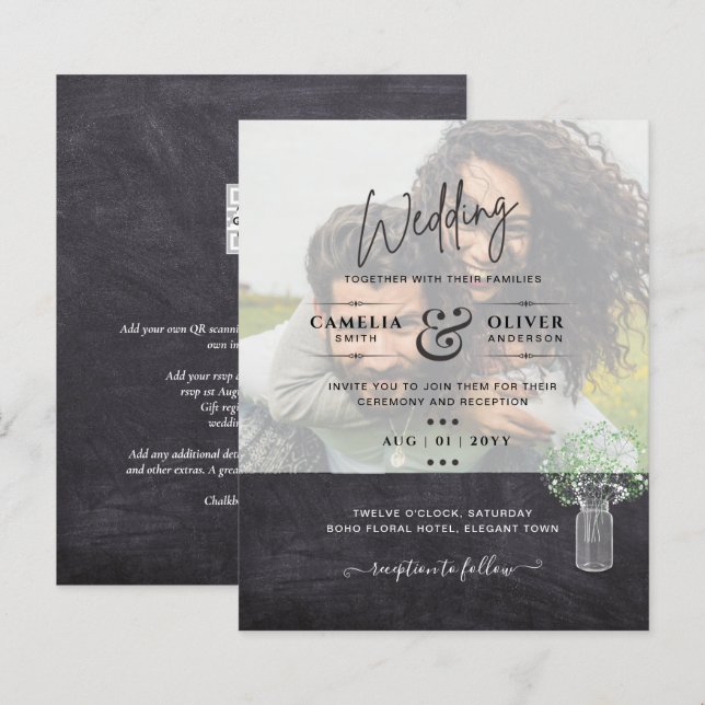 Lámina FOTO DE LeahG SOBRELAY Gypsophila Wedding Invitado (Anverso / Reverso)