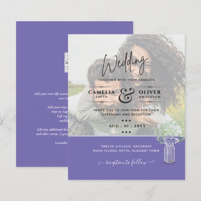 Lámina FOTO DE LeahG SOBRELAY Gypsophila Wedding Invitado (Anverso / Reverso)