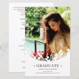 Lámina Foto de marco floral elegante de graduado barato