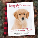 Lámina Foto de Mascota de presupuesto Naught Nice Funny H<br><div class="desc">Naughty es el nuevo lindo, estoy realmente, muy bien! Envíe saludos lindos y divertidos de vacaciones con esta tarjeta de festividad personalizado mascota súper adorable y personalizada. Feliz Navidad deseos del perro con hermosas huellas de pata en un divertido diseño fotográfico moderno. Añade la foto de tu perro o de...</div>