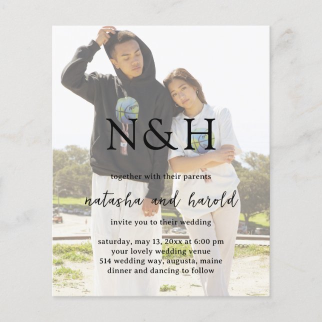 Lámina Foto de Natasha Monograma Invitación a la boda mod (Anverso)