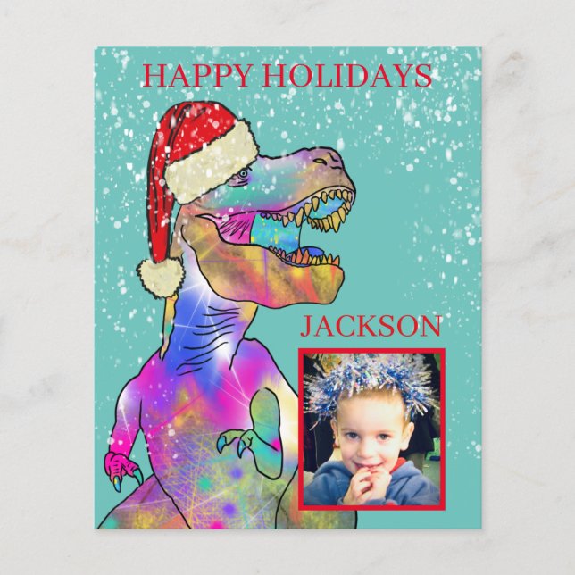 Lámina Foto de Navidad de Niños Dinosaurio (Anverso)