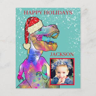 Lámina Foto de Navidad de Niños Dinosaurio