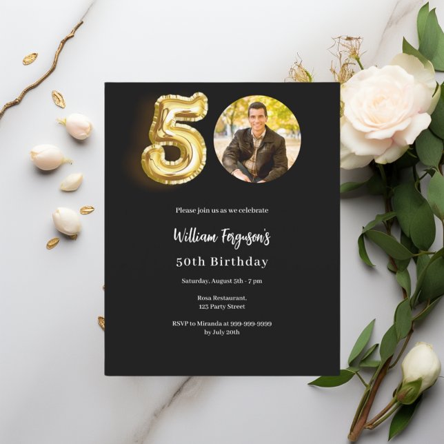 Lámina Foto de oro negro invitación a cumplir 50 años (Subido por el creador)