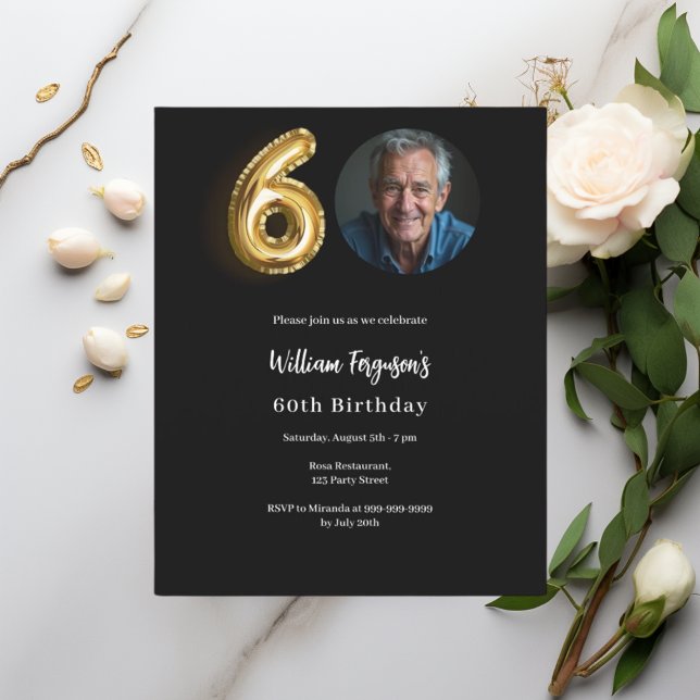 Lámina Foto de oro negro invitación a cumplir 60 años (Subido por el creador)