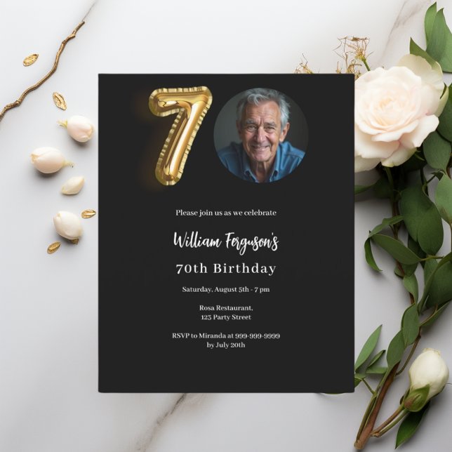 Lámina Foto de oro negro invitación a cumplir 70 años (Subido por el creador)