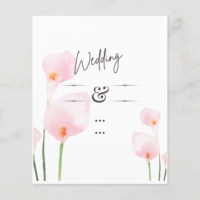 LÁMINA FOTO DE PINK CALLA LILIES SOBRELAY WEDDING INVITE (Anverso)