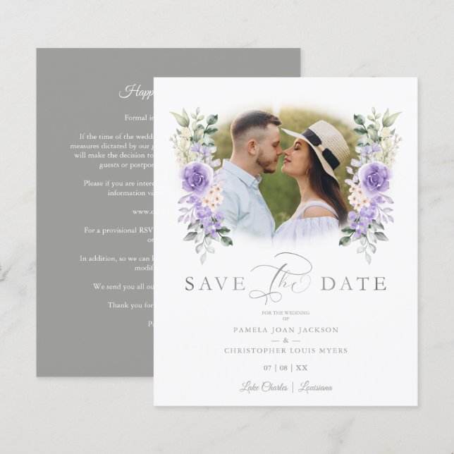 Lámina Foto de presupuesto Boda Romántico Morado Shades W (Anverso / Reverso)