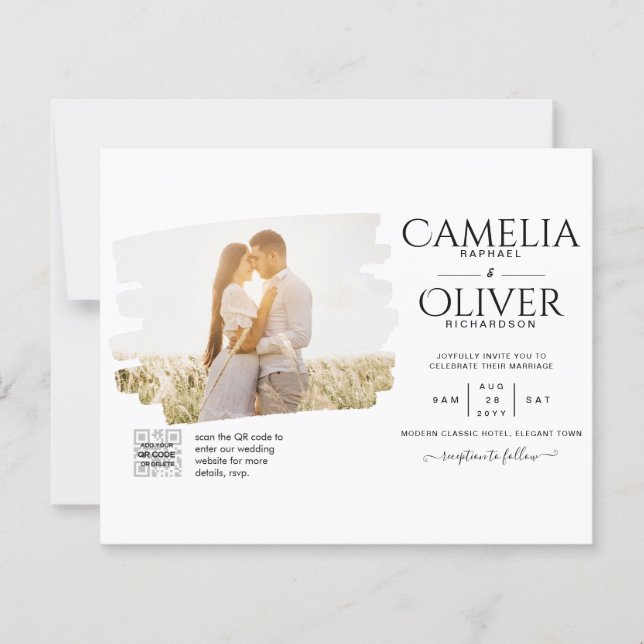 Lámina FOTO DE PRESUPUESTO CÓDIGO QR Boda Invitar Detalle (Anverso)