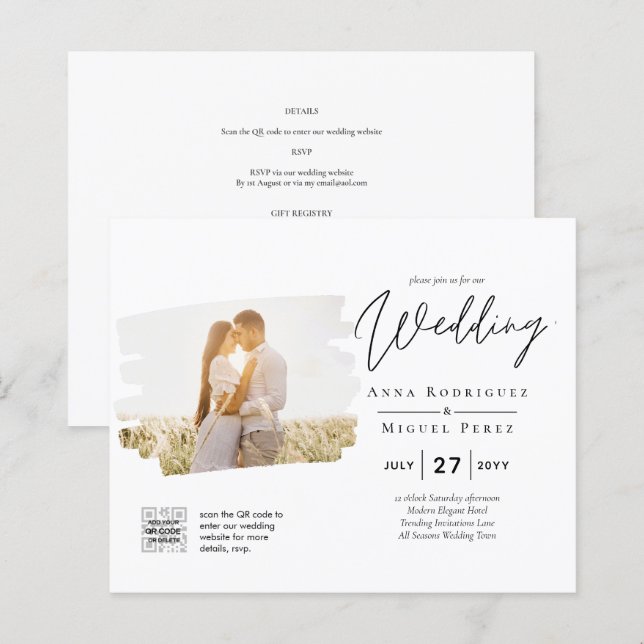 Lámina FOTO DE PRESUPUESTO CÓDIGO QR Boda Invitar Detalle (Anverso / Reverso)