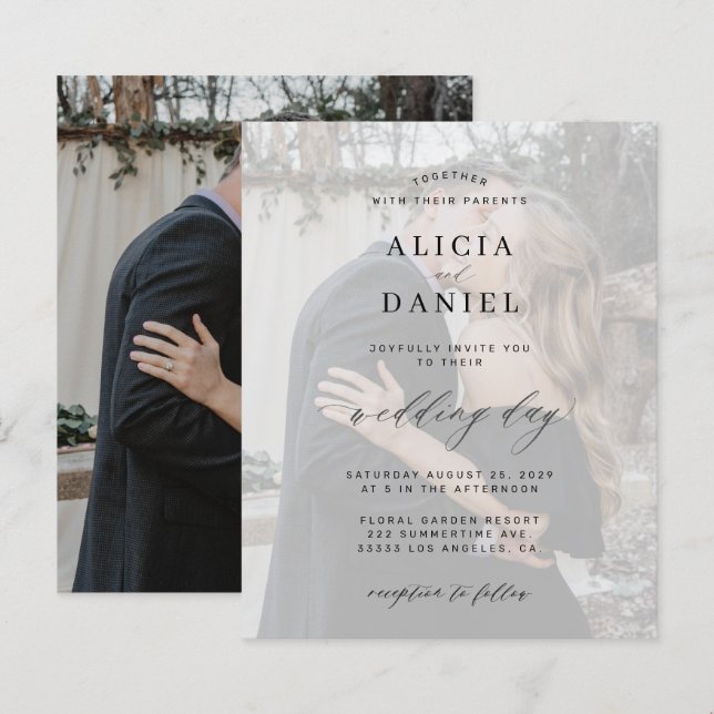Lámina Foto de presupuesto, elegante invitación a la boda (Anverso / Reverso)