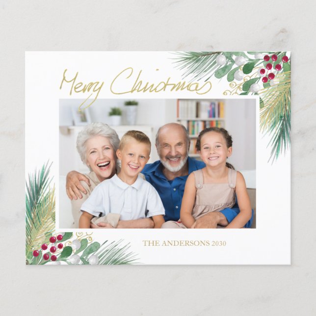 Lámina Foto de presupuesto Foliage Berries Feliz Navidad (Anverso)