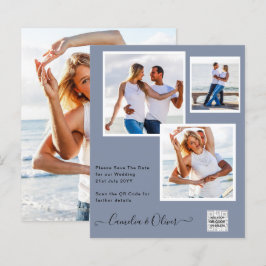 Lámina Foto de presupuesto Guardar la fecha BLUE Código Q