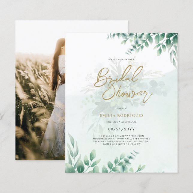 Lámina Foto de presupuesto Invitación a ducha de novia Ho (Anverso / Reverso)