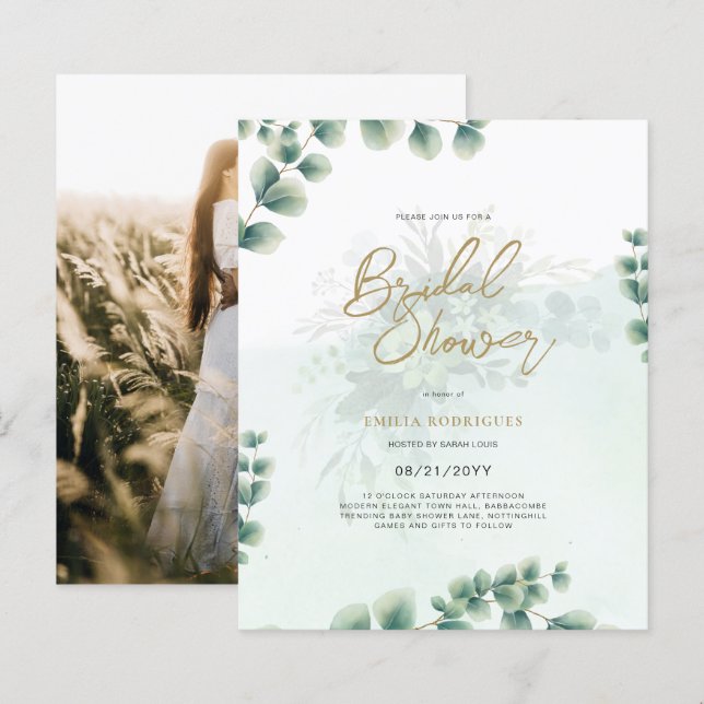 Lámina Foto de presupuesto Invitación a ducha de novia Ho (Anverso / Reverso)