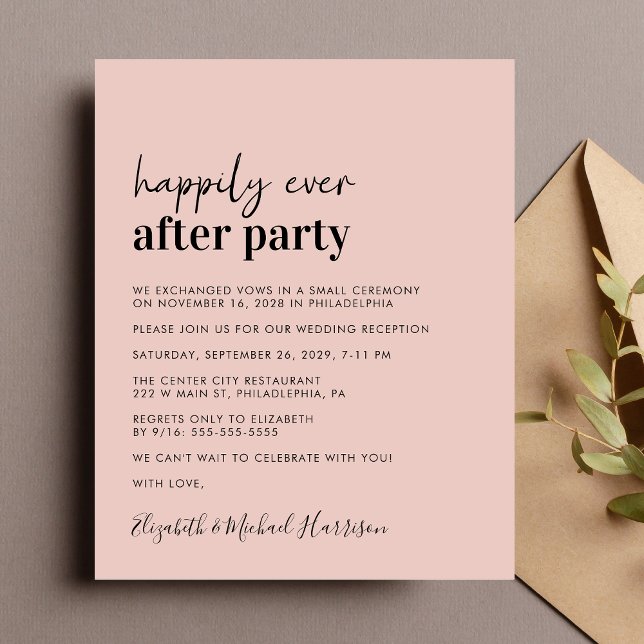 Lámina Foto de presupuesto Invitación a la recepción de b (A chic budget-friendly Happily Ever After Party invitation for your wedding celebration)