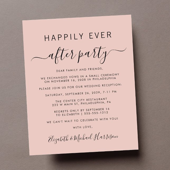 Lámina Foto de presupuesto Invitación a la recepción de b (A chic budget-friendly Happily Ever After Party invitation for your wedding celebration)