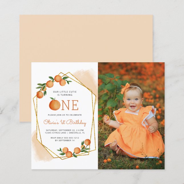 Lámina Foto de presupuesto Invitación de primer cumpleaño (Anverso / Reverso)