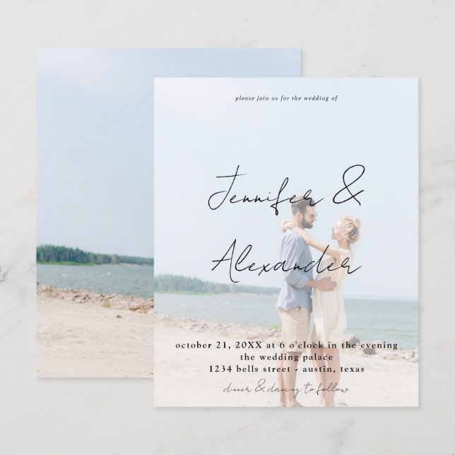 Lámina Foto de Presupuesto Nombres grandes Boda vertical  (Anverso / Reverso)