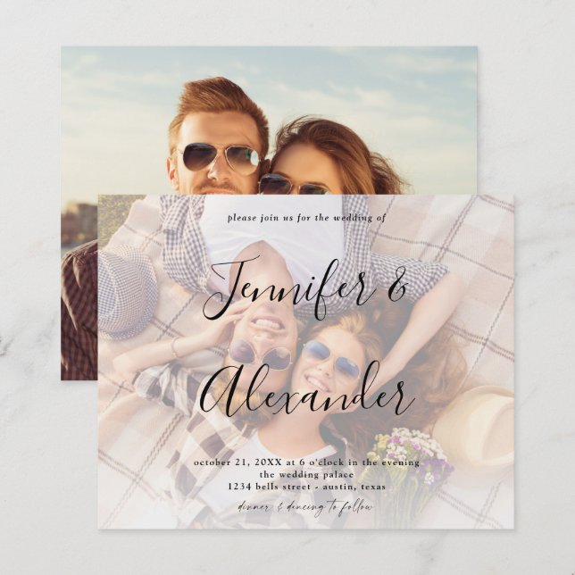 Lámina Foto de presupuesto y nombres grandes Boda fotográ (Anverso / Reverso)