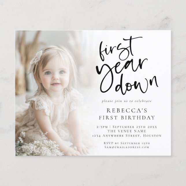 Lámina Foto de primer cumpleaños del presupuesto por año  (Anverso)