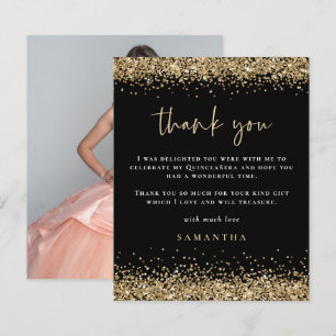 Lámina Foto de Quinceañera, Purpurina de oro, gracias neg