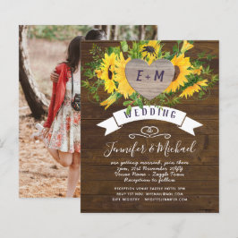 Lámina Foto de Rustic Heart Sunflowers Boda de Woodland