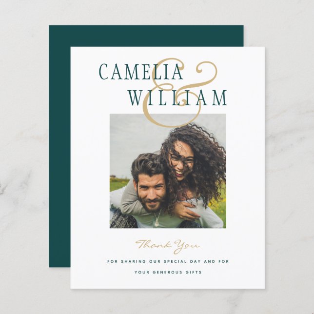 Lámina FOTO DEL Boda Verde Verde azulado DE PRESUPUESTO G (Anverso / Reverso)