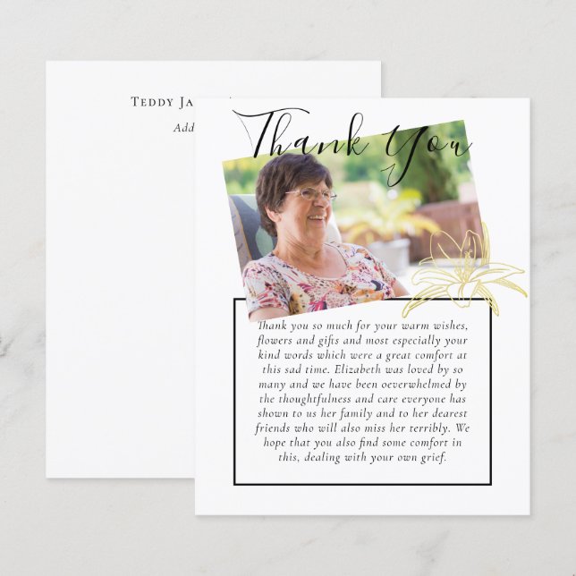 Lámina FOTO del Obituario Funeral Memorial (Anverso / Reverso)