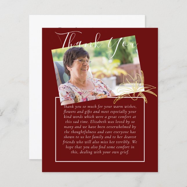 Lámina FOTO del Obituario Funeral Memorial (Anverso / Reverso)