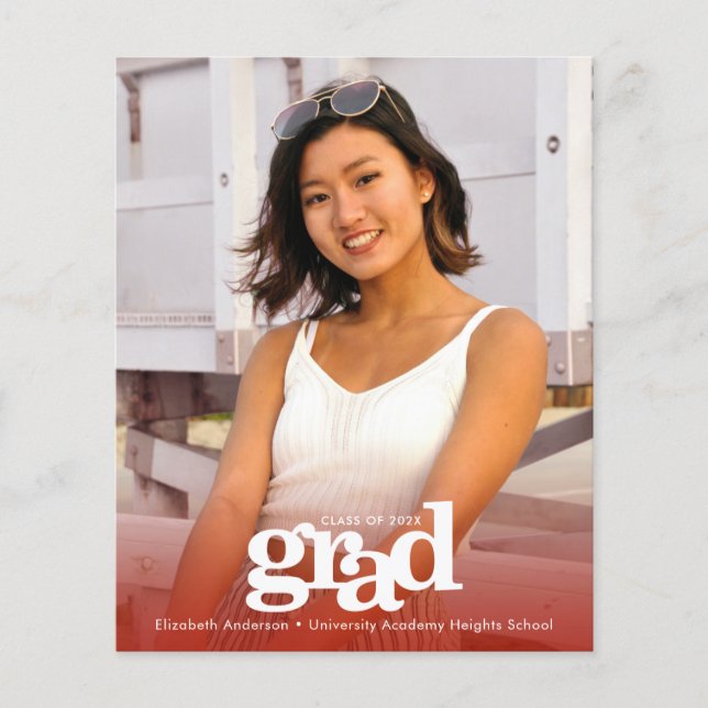 Lámina Foto del presupuesto rojo para graduación invitaci (Anverso)