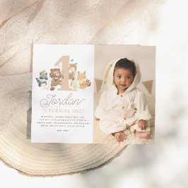 Lámina Foto del primer cumpleaños de los animales de Wood