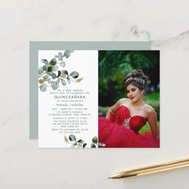 Lámina Foto floral de Quinceañera Eucalyptus (Anverso/Reverso In Situ)