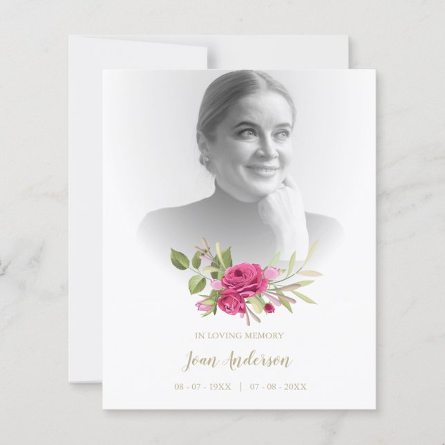 Lámina Foto Funeral Romántico Garland floral en rosa (Anverso)