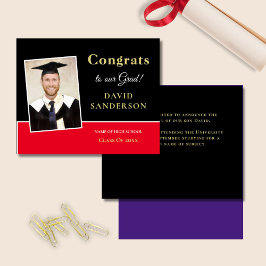 Lámina Foto Grad Foto Del Presupuesto Invitación Roja Neg