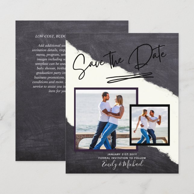 Lámina FOTO Guardar la fecha - Guión manuscrito moderno (Anverso / Reverso)