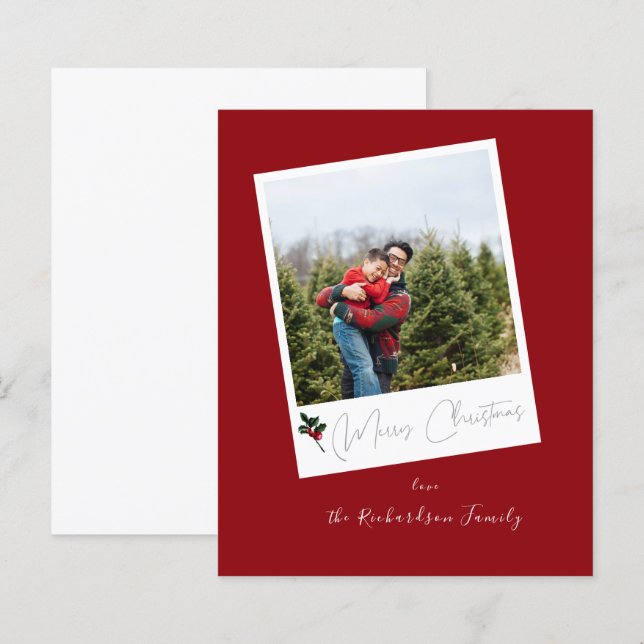 Lámina Foto instantánea roja del presupuesto Feliz Navida (Anverso / Reverso)