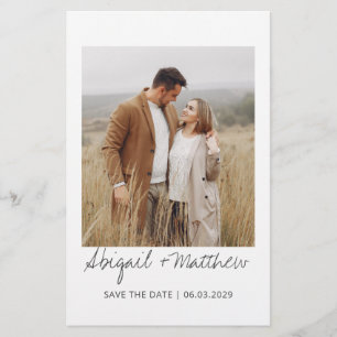 Lámina Foto Moderna Escrita A Mano Guardar La Invitación 