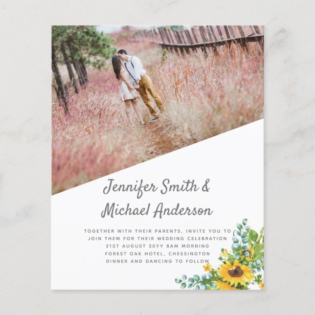 Lámina Foto moderna girasoles Boda Invitación a guardar f (Anverso)