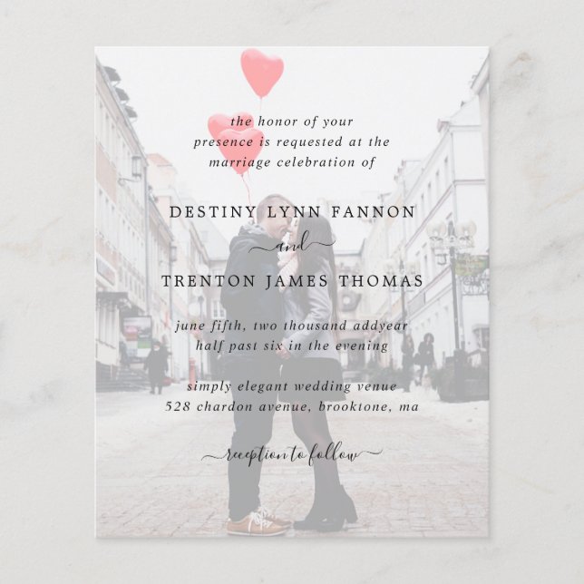 Lámina Foto moderna Invitación a matrimonio simple con pr (Anverso)