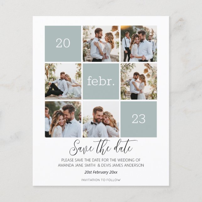 Lámina Foto moderna Salven la fecha Boda de presupuesto (Anverso)