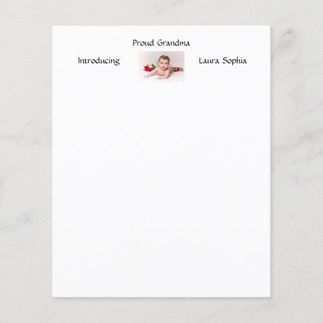 Lámina Foto personalizada de una abuela orgullosa Recién  (Anverso)