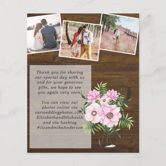 Lámina FOTO Pink Rubor Mint Floral Gracias Boda (Anverso)