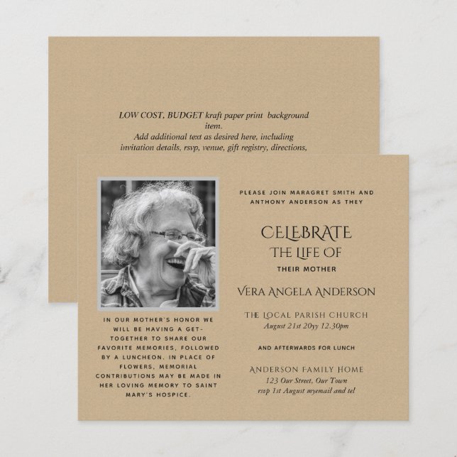 Lámina FOTO PRESUPUESTARIA Celebración de INVITACIONES de (Anverso / Reverso)