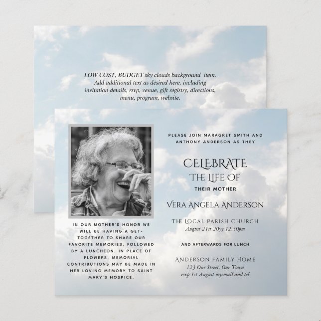 Lámina FOTO PRESUPUESTARIA Celebración de INVITACIONES de (Anverso / Reverso)