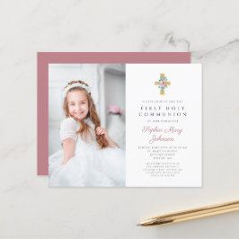 Lámina Foto Presupuestaria Cruz Floral Rosa Primera Comun