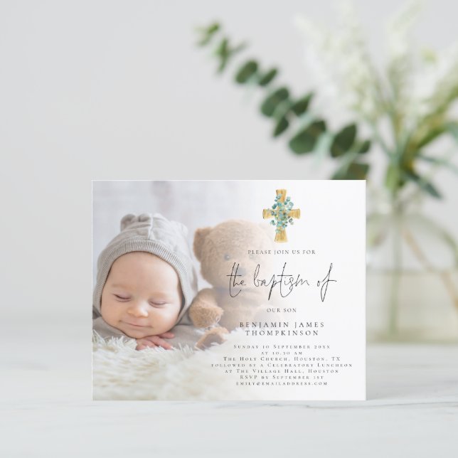 Lámina Foto presupuestaria Eucalyptus Invitación de bauti (Anverso de pie)