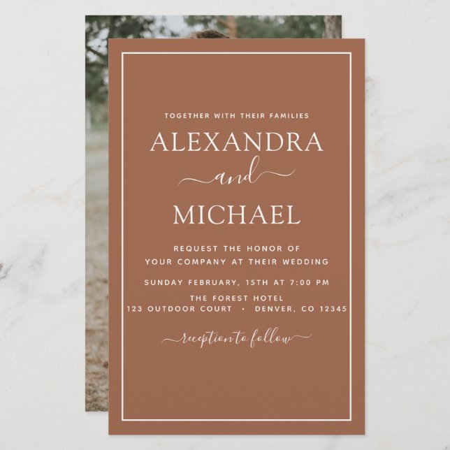 Lámina Foto presupuestaria Terracotta Boho Boda simple (Anverso / Reverso)